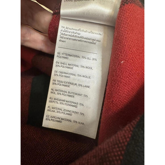 FjallRaven Canada Shirt Womens S Shacket Wool Blend Buffalo Plaid Red Comfort - Picture 8 of 9